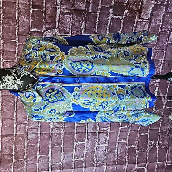 Zara Tops - Zara Bohemian Colorful Abstract Button Down Blouse size Lg